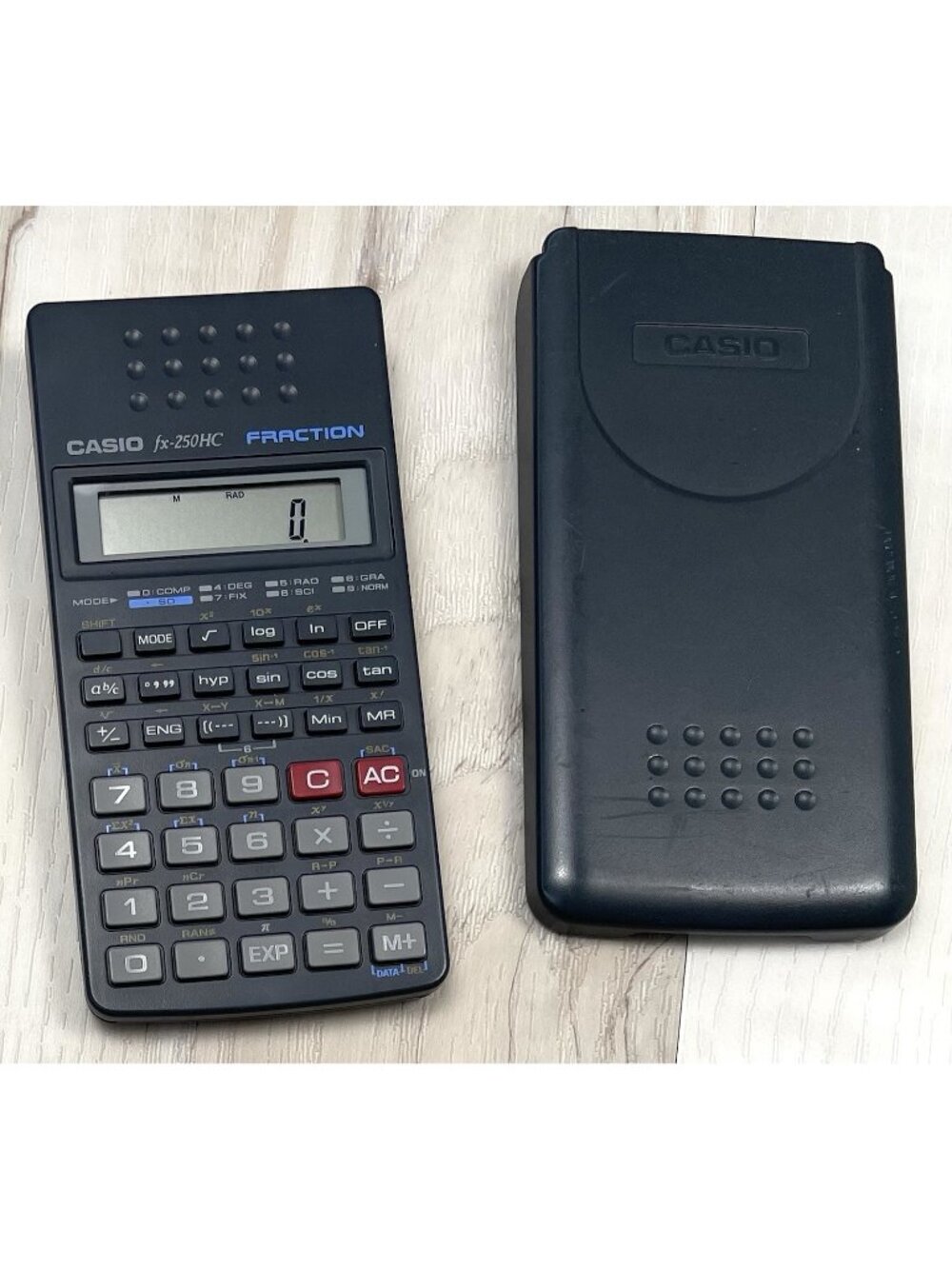 CASIO fx-250HC Fraction Scientific CALCULATOR w/ Case Gray TESTED Works EUC